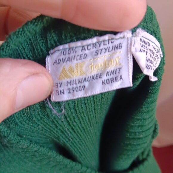 Women's Medium/Large Vintage Sweater Green Ribbed Knit Sleeveless Top 70s Knit - Picture 5 of 5